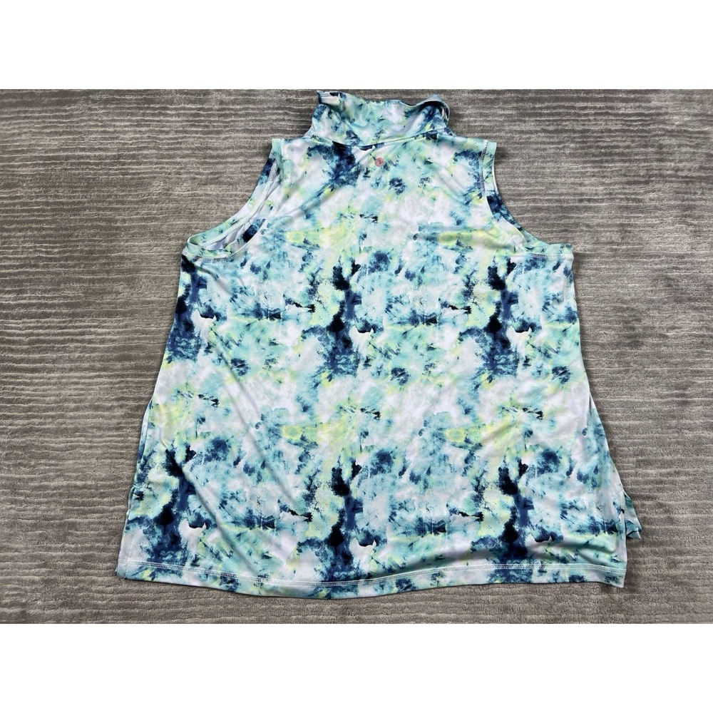 Livi Active Women's Tie-Dye Tank Top in Blue, Aqua, Navy, Lime - Picture 6 of 10